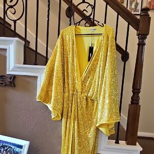 Fashion Nova Gold Sequin Maxi Dress